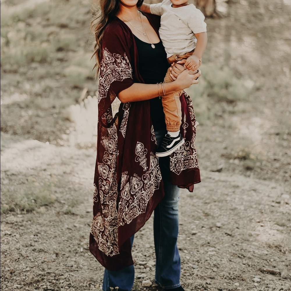 Mandala kimono burgundy